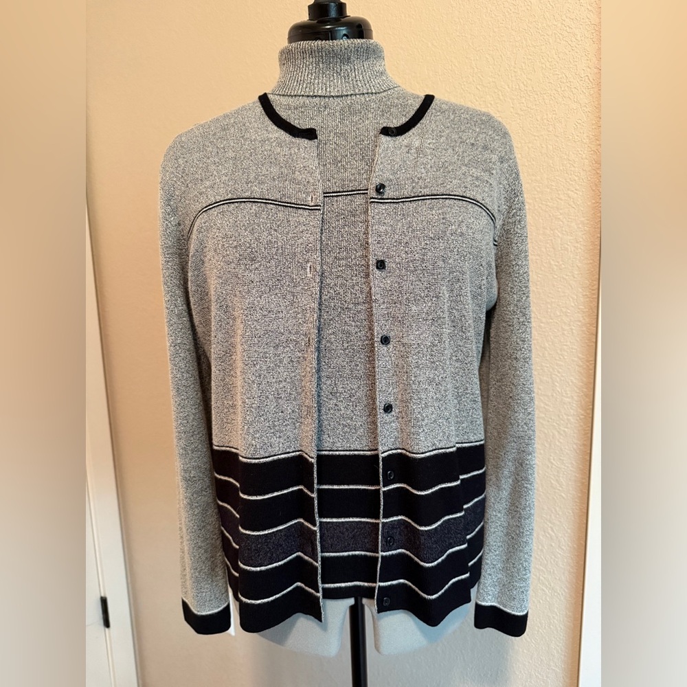 Turtleneck and Cardigan Sweater Set